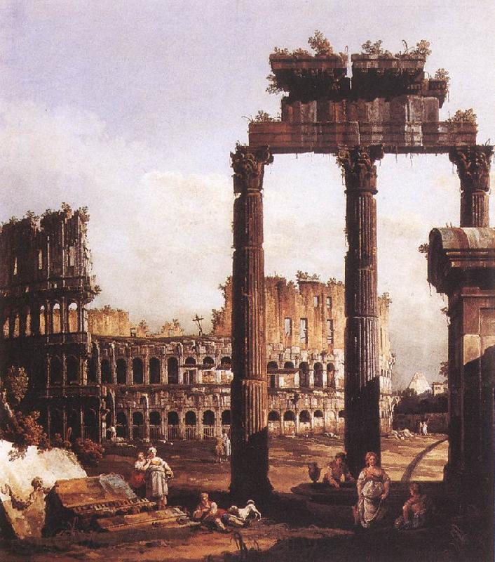 BELLOTTO, Bernardo Capriccio with the Colosseum France oil painting art